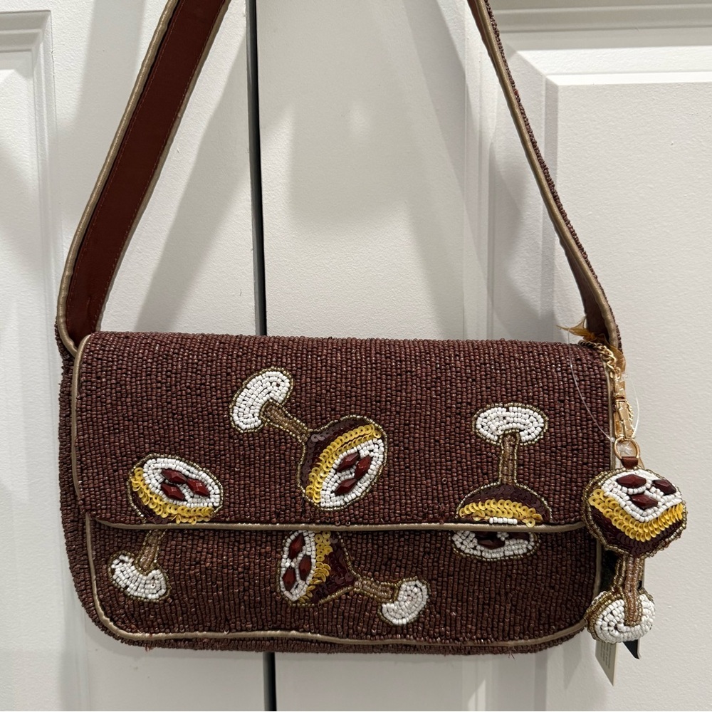 NWT Espresso Martini Beaded Shoulder Bag Brown